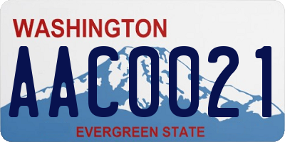 WA license plate AAC0021