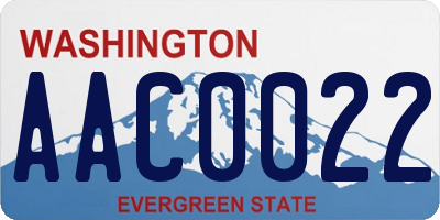 WA license plate AAC0022