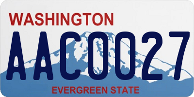 WA license plate AAC0027