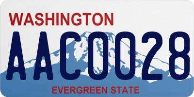 WA license plate AAC0028