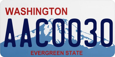 WA license plate AAC0030