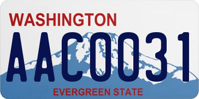 WA license plate AAC0031