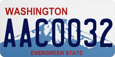 WA license plate AAC0032