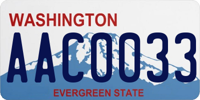 WA license plate AAC0033