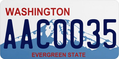 WA license plate AAC0035