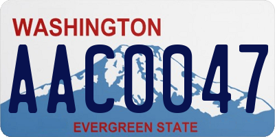 WA license plate AAC0047