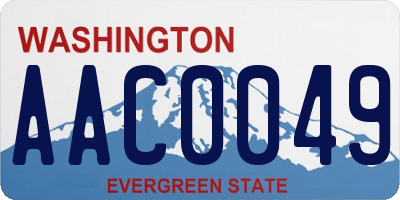 WA license plate AAC0049