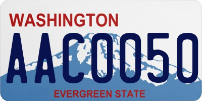 WA license plate AAC0050