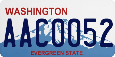 WA license plate AAC0052
