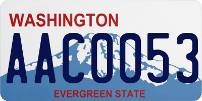 WA license plate AAC0053
