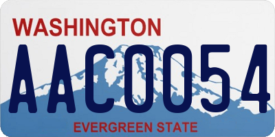 WA license plate AAC0054