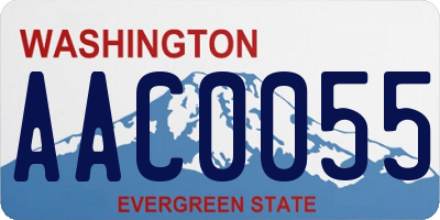 WA license plate AAC0055