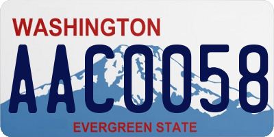 WA license plate AAC0058