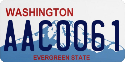 WA license plate AAC0061