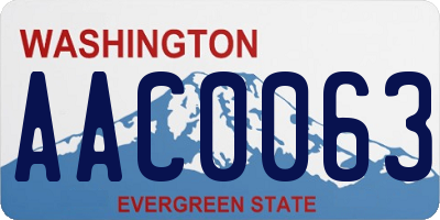 WA license plate AAC0063