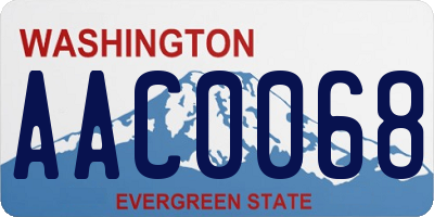 WA license plate AAC0068