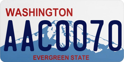 WA license plate AAC0070