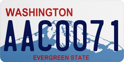 WA license plate AAC0071