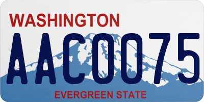 WA license plate AAC0075