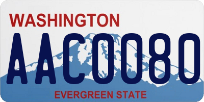WA license plate AAC0080