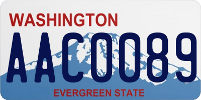 WA license plate AAC0089