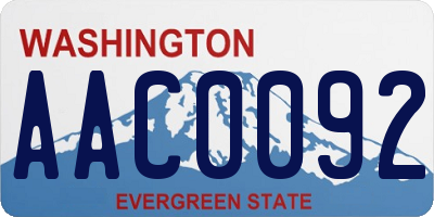 WA license plate AAC0092