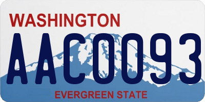 WA license plate AAC0093