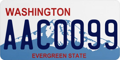 WA license plate AAC0099