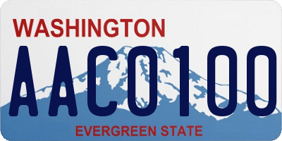 WA license plate AAC0100