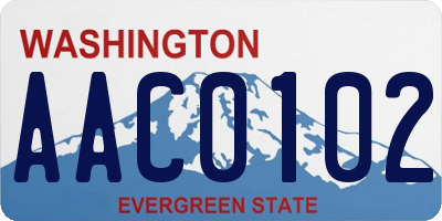 WA license plate AAC0102