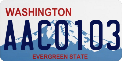 WA license plate AAC0103