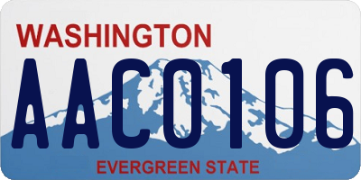 WA license plate AAC0106