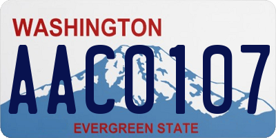 WA license plate AAC0107