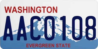 WA license plate AAC0108