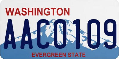 WA license plate AAC0109