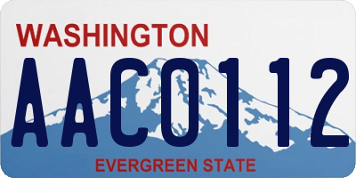 WA license plate AAC0112