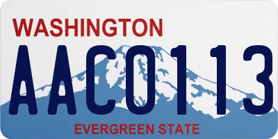 WA license plate AAC0113
