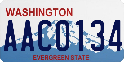 WA license plate AAC0134