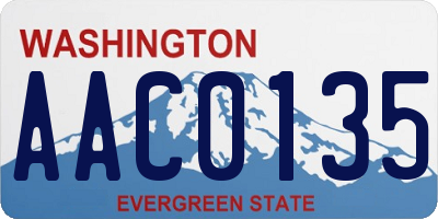 WA license plate AAC0135