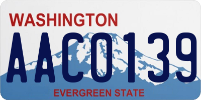 WA license plate AAC0139