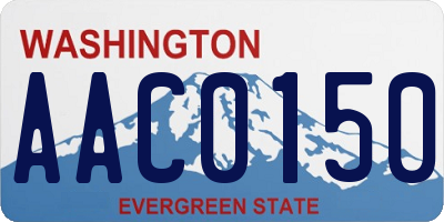 WA license plate AAC0150