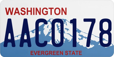 WA license plate AAC0178