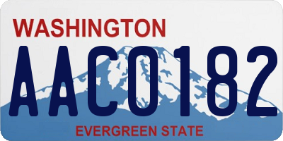 WA license plate AAC0182