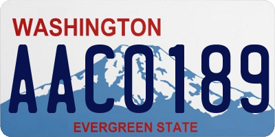 WA license plate AAC0189