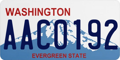 WA license plate AAC0192