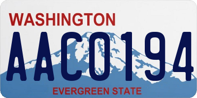 WA license plate AAC0194