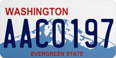WA license plate AAC0197