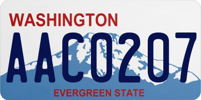 WA license plate AAC0207