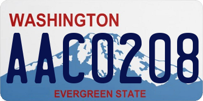 WA license plate AAC0208