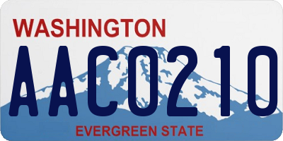 WA license plate AAC0210